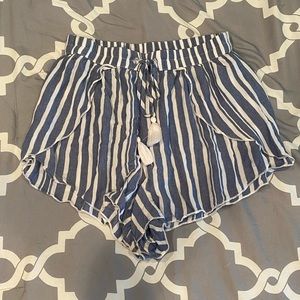 Blue and White Striped Shorts